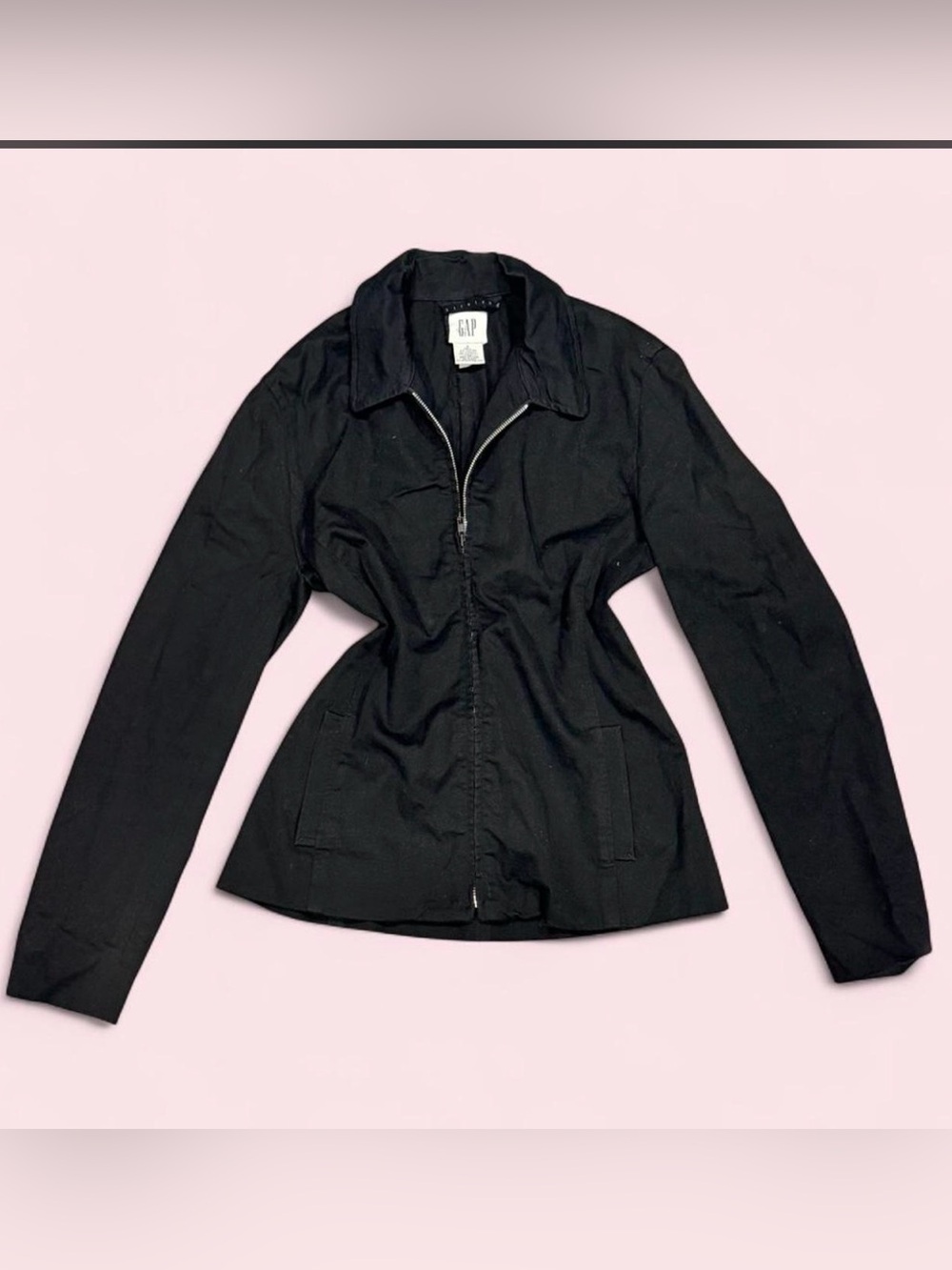 🖤Vintage GAP Stretch Black Zip-Up Jacket Size 6 Y2K Fitted🖤
